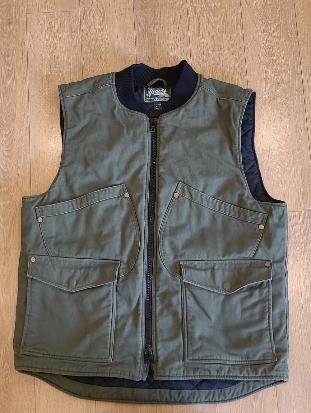 Y2K Roots Canada Workwear-Style Utility Vest Olive Green